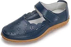 Rusffes Womens Leather Mary Janes Comfort Casual Work Office Nursing Shoes Sandals