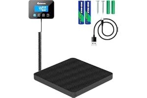 Försändelsevåg för småföretag - 200 kg/10 g - Högprecisions digital postvåg med håll/nollställningsfunktion - Perfekt för paket, bagage, hemmabruk - Batteri och kabel ingår - Svart matta