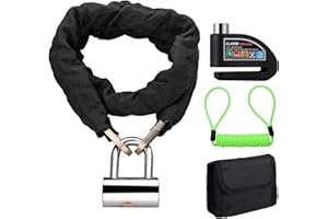 EYPINS Lucchetto Moto Antifurto,Set di Bloccadisco e 7 mm*1 m Lucchetto Catena,Allarme Sonoro 110dB,Impermeabile,per Moto,Bici,Scooter