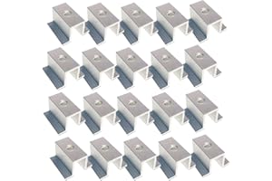 INDRNIF Lot De 20 Panneaux Solaires Pv En Aluminium - Pince Centrale - Supports De Fixation - Panneau Solaire Pour Panneau Solaire - Pour Hauteur De Module 30-50 Mm - Pince Pour Montage De ProfiléS