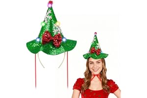 BEIPEGIN Gorro Arbol de Navidad con Luces, LED Gorros Navidad Divertidos con Luces para Adultos y Niños, Sombrero Diademas Navideñas LED con 3 Modos, Accesorios Navideños para Fiestas Navideñas y Disfraces