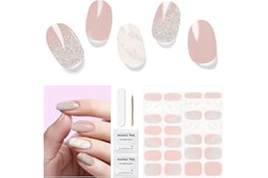 DUKASOU Uñas de Gel Pegatinas | 28 Uds Uñas Gel Semicurado, Pegatinas de Uñas de Gel para Mujeres Funciona con Cualquier Lámpara UV, Pegatinas de Gel para Uñas(Rosa Cremosa)