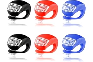 Kasoud Scooter Lights for Kids, LED Clip-On Silicon Bicycle Lights, Three Brightness Level, Waterproof (Black&Red&Blue)