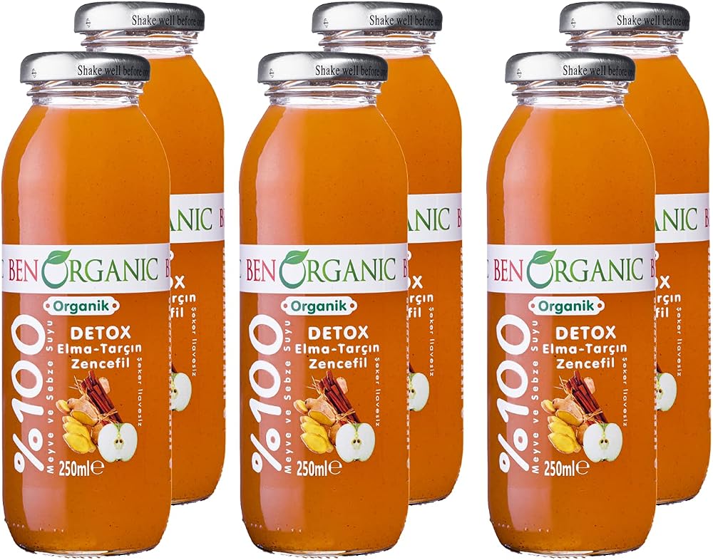 BenOrganic Detox Elma Tarçın Zencefil Suyu 250 ml Cam Şişe