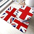 British Flag Throw Pillow Union Jack Design Bathroom Mat Sets 3 Piece Set Rugs Memory Foam Mat Set Matches Anti-Skid Toilet Seat Cover Bath Mat Lid Cover