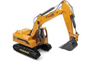 AtomDream Tech Bagger Spielzeug aus Metall für Kinder ab 3 Jahren – Realistisches Diecast Baufahrzeug – Robuster Traktor Modellbagger für Jungen – Geschenk zu Geburtstag & Weihnachten