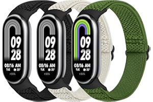 Bcuckood Elastisches Armband kompatibel mit Xiaomi Mi Band 8 Damen Herren, dehnbares Solo Loop Uhrenarmband weiches elastisches Nylon Ersatzarmband für Xiaomi Mi Band 8, 3 Stück