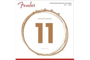 Fender 60CL Cuerdas para Guitarra Acústica de Bronce Fosforado, Custom Light, Calibre .011-.052, Sonido Rico y Cálido, Larga Duración, Alma Hexagonal, Juego con Bola Final