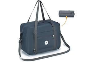 BAGZY Reisetasche Wizzair Volotea Handgepäck 40x30x20, 25L Faltbare Weekender Klein Sporttasche Taschen Koffer Tasche Wasserdicht Nylon Umhängetasche Kabine Handtaschen Hospital Bag [Grau]