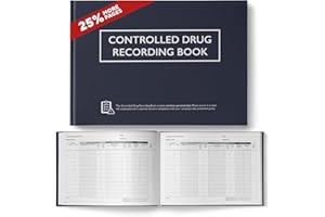 1ST CHOICE Controlled Drug Recording Book Hardback - CQC, GDPR & HSE Compliant Controlled Medication Book for Care Homes, Clinics & First Aiders - 250 Page Medical Log for Medication Returns & Drug Records