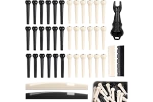 LIQWEI 36 Stück Guitar Bridge Pins, Akustikgitarren Stegstifte Akustische Gitarre Puller Remover Extractor Werkzeug Sattelmutter Stimmgerät Kompatibel mit Mehreren Gitarrenmodellen