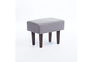 Gasten a gusto Reposapiés/Taburete con Patas de Madera Tela Antimanchas (Gris)