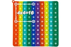 Ranzah Pop Fidget Toy Multiplication & Numbers Bubble Popper Sensory Maths Chart ADHD Stress Anxiety Relief Squishy Squeeze School Montessori Toddler Toy Learning Gift Kids Travel Toy (9X9 &1-100)