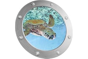 NOLITOY Calcomanías De Ojo De Buey De Tortuga 3D Pegatina Extraíble Para Ventana Submarina Falsa Submarina Para Baño Dormitorio Guardería Sala De Estar