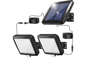 ‎BENMA BENMA Solarlampen für Außen mit Bewegungsmelder, 2 Stück Solarleuchten mit 1 Stück Solarpanel, 3 Modi Solar Wandleuchte, IP65 Wasserdichte Garten Sicherheitswandleuchte mit 16.4ft Kabel