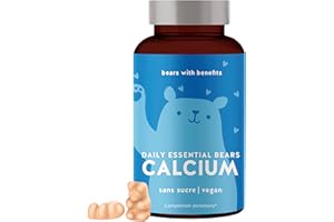 Gommes au calcium - Contribue à la construction osseuse et à la relaxation musculaire - 500mg par dose - 45 pièces - Gommes vitaminées sans sucre Vegan - Bears with Benefits