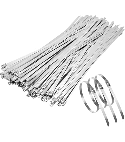 Zwart metalen kabelbinders, zware zelfvergrendelende roestvrijstalen ritsbanden voor warmtewikkeling van uitlaatgassen, repareren van kooien, hek | 30 stuks Matel-ritsbanden 0,2 x 12 (5,5 x 300 mm