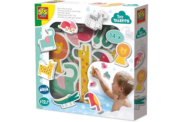 SES Creative 13097 Jouet de bain Animaux Safari - Jouet aquatique colouré pour les tout-petits, Or