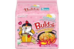 FIMILLA MARKET Samyang Carbo, Nouilles épicées au Carbonara, Hot Chicken Flavor Ramen with Carbonara, Nouille piquante Coréenne 130g (Pack de 5)
