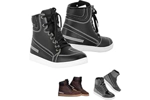 Profirst Global Zapatos de moto para hombre, zapatillas protectoras informales transpirables de cuero impermeables con cremallera lateral CE EN [13634:2017]