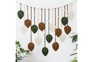 Betylifoy Makramee Wandbehang Wandteppich Groß Boho Deko Makramee Blätter Wandteppich Gewebtes Wandbehang Dekor für Schlafzimmer Wohnzimmer Kinderzimmer (Khaki)