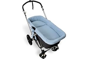 BABYLINE Copri navicella mussola 100% cotone + copriletto + cuscino mussola 100% accessori set 3 pezzi. Prodotto in Spagna. Ipoallergenico, traspirante, ipermorbido (blu)