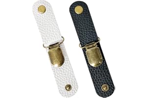 LECTNORE 2 fermagli per cappelli da viaggio, adatti per cappelli, borsette, borse da viaggio, durevoli supporti a clip in ecopelle (nero bianco)