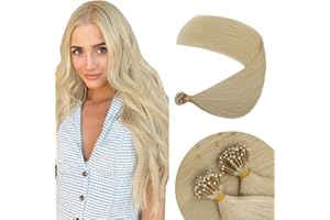 Elailite Nano Ring Hair Extensions Blonde Real Human Hair 50 Strands 50g Cold Fusion With Nano Beads Remy Hair Straight (#60 Platinum Blonde, 16 Inch)