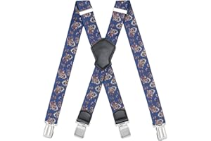 Dresime Bretelles Homme Larges Réglable Élastique Extra Fort 4 Robuste Clips, pour Hommes et femmes avec en forme X Design et Sangles Extra Larges -4cm