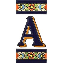 Letra 'P' De Cerámica Policromada - Azulejo Pintado A Mano En Técnica Cuerda Seca | Para Letreros Personalizados