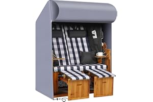 ‎PATIO PLUS PATIO PLUS Strandkorb Schutzhülle Winterfest,135x105x175/140cm Wasserdicht Reißfest UV & wasserabweisend, Schutzhülle für Strandkorb mit Dachgeflecht (Grau)