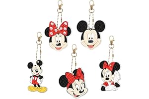 wopin 5PCS Minnie Mouse Diamond Painting Keychain, ZHULIA - Cute Diamond Art Keychain Kit, Double Sided Full Diamond Painting Stickers Kids Crafts, Girls Wallet Keychain Gift Bag
