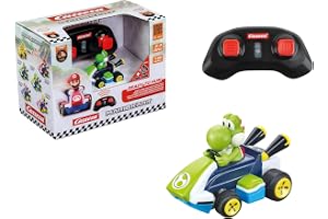 Carrera RC Mario Kart Mini RC Yoshi, för barn och vuxna, pojkar och flickor, unik originallicens, omedelbar körning kul med redo att springa, autentisk Mario Kart upplevelse