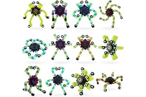 VicBou 12 Stück Roboter Spinner Kinder Erwachsene Set, Leuchtende Spinnen Roboter Fingerspitze Gyro, DIY Verformbare Spinning Schreibtisch Spielzeug, für Party Gunst, Klassenzimmer Geburtstagsfeier