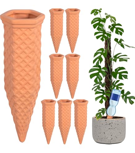 Lot De 6 Cônes D'Arrosage Automatique Pour Plantes | Compatible Bouteilles D'Eau | Réglage Débit | Pour Intérieur/Extérieur, Jardin, Balcon
