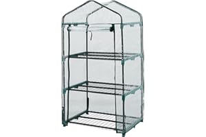 Top Home Solutions® Mini Greenhouse - 3 Tier Cold Frame With Clear PVC Cover, Roll-Up Zipped Door - Portable Greenhouse For Plants And Seedlings - Perfect for Outdoor Garden and Home