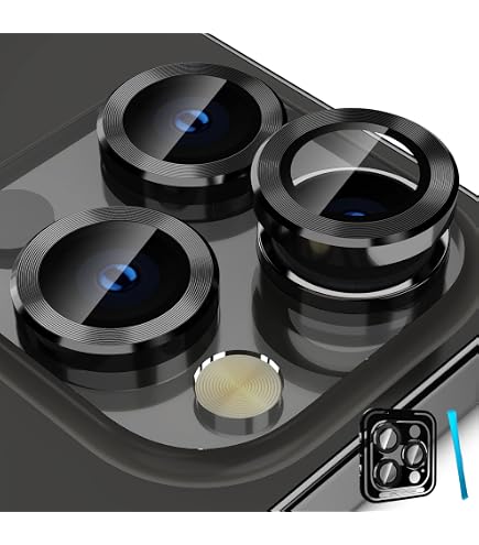 AiMok Protezione Fotocamera In Vetro Temperato E Alluminio Con Cristalli – Per IPhone 14 Pro/14 Pro Max, Argento - 3