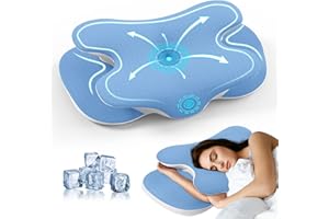 JINXIA Konturiertes Memory Foam-Kissen für Nacken- und Schulterschmerzen,Ergonomisches Orthopädisches Nackenstützkissen, Rücken-/Seiten-/Bauchschläferkissen zum Schlafen,Blau