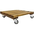 Heavy Duty Large Wooden Square Plant Pot Caddy - Pot Stand with Wheels 40cm x 40cm – Wood Flower Mover Trolley on Caster
