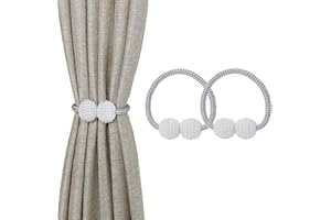 HONGP Magnetic Curtain Tie Backs, 2PCS Magnetic Clips Rope Holders for Home Office Hotel Window Decoration (Silver(2pcs))