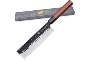 Coltello giapponese Nakiri della serie Dynasty di FINDKING, Mannaia professionale per verdure, Lama in acciaio ad alto tenore di carbonio 9Cr18MoV, per tritare, affettare, sminuzzare, 7 pollici/18 CM