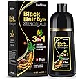 Black Hair Dye Shampoo 3 in 1 for Gray Hair, Semi-Permanent Hair Color Shampoo for Women and Men (16.9 Fl Oz)