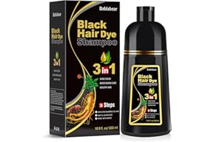 Bablabear haarfarbe schwarz haarfärbeshampoo für Männer und Frauen, haarfarbe shampoo für Graues Haar, black hair dye shampoo 3 in 1,Hair Color Shampoo für trockenes Haar 500ml