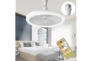 LINNIW Ceiling Fan with LED Lights,E27 30W Noiseless Ceiling Lamp with Fan and Remote,1/2/4H Timing,3 Color Dimmable LED,3 Speeds Led Ceiling Fans for Bedroom Living Room Dorm