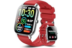 Ddidbi Reloj Inteligente Hombre Mujer con Llamada Bluetooth, 1,85" Smartwatch con 112 Modos Deportivos, Monitor de Ritmo Cardíaco y Sueño, Impermeable IP68 Pulsera Actividad para iOS Android, Rojo