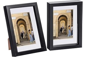 Nicola Spring 3D Shadow Box Frames - Black A5 Frame (14 x 21cm) - White Mount (10 x 15cm) - Pack of 2-3D 3D Photo Picture Box Portrait Display Case Wedding Crafts Frame