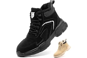 BAWALON Impermeabile Scarpe Antinfortunistiche Alte Uomo Donna Leggere Scarponi Antinfortunistiche Stivaletti da Lavoro con Punta in Acciaio in Pelle