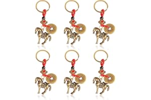 KELTRA 6 Pcs Chinese New Year Gift,Horse Lunar Coin Feng Shui Coins Lucky Charms Pendant Keychain Gifts,Horses Happy New Years Pendent Key Souvenir Decor Charm Pendants Gift for Car Backpacks Door Hanging
