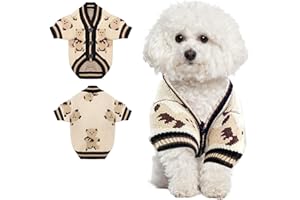 FEUVOIS Hundepullover, Gestricktes Hundepulli für Kleine Mittlere Hunde, Niedlich Hunde Pullover Katzenpullover, Weiche Hundekleidung, Warme Strickkleidung Pullover Hundes (Beige,S)