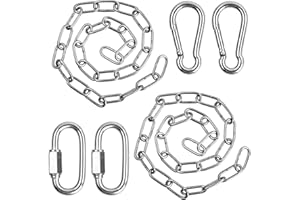 Anseom 2 Pcs 304 Catena in Acciaio Inox 60cm Catenina di Ferro per Cestini Appesi con Moschettoni Catena Prolunga per Poltrona Sospesa per Altalene